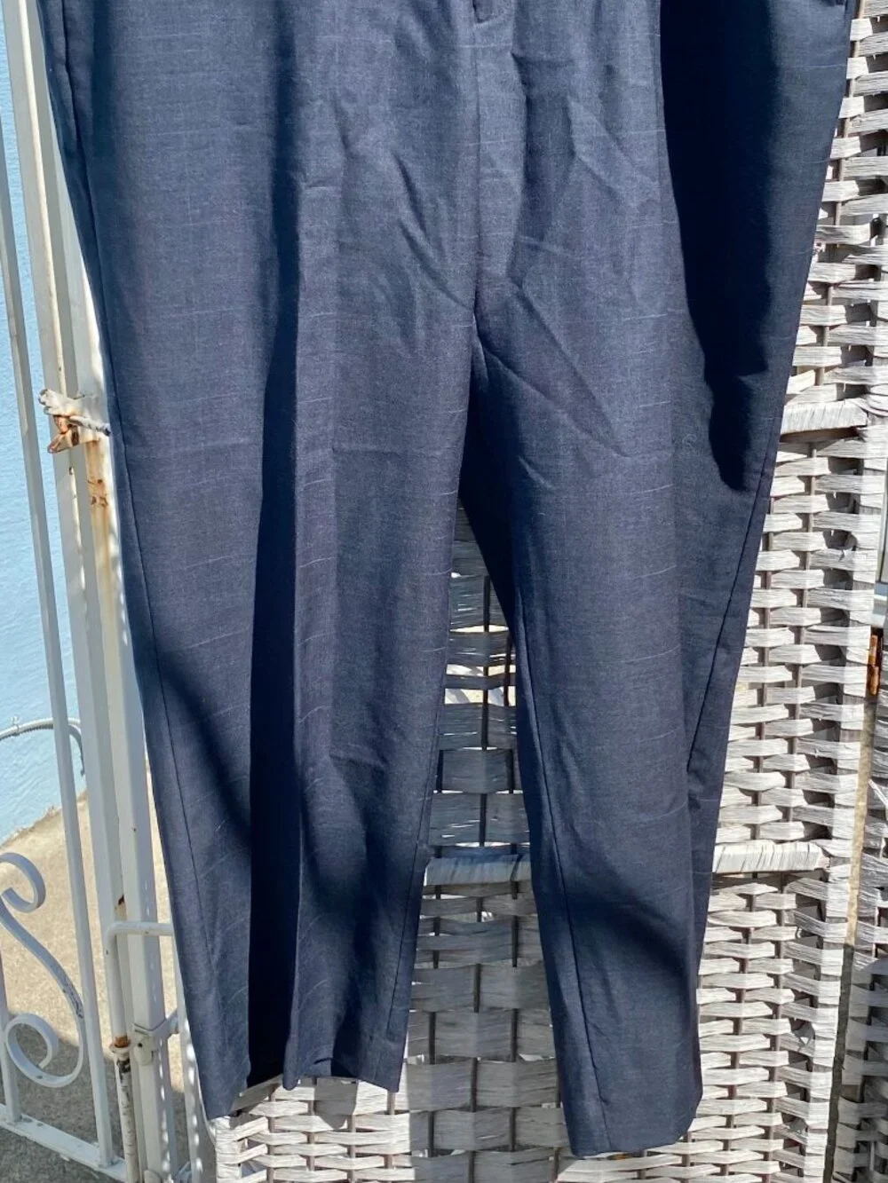 Lauren Ralph Lauren (2) Two Piece Men's Suit Navy Blue Plaid  100% Wool 48R